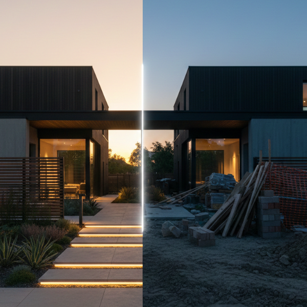 後悔しない家づくりのための外構計画の重要性を示す画像